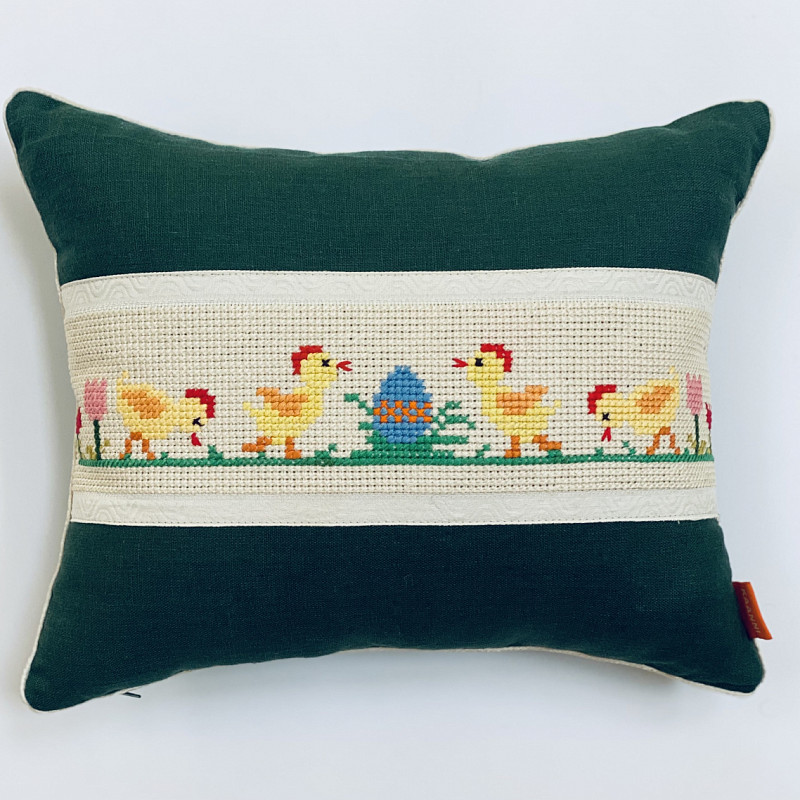 Пасхальные цыплята зеленый лен