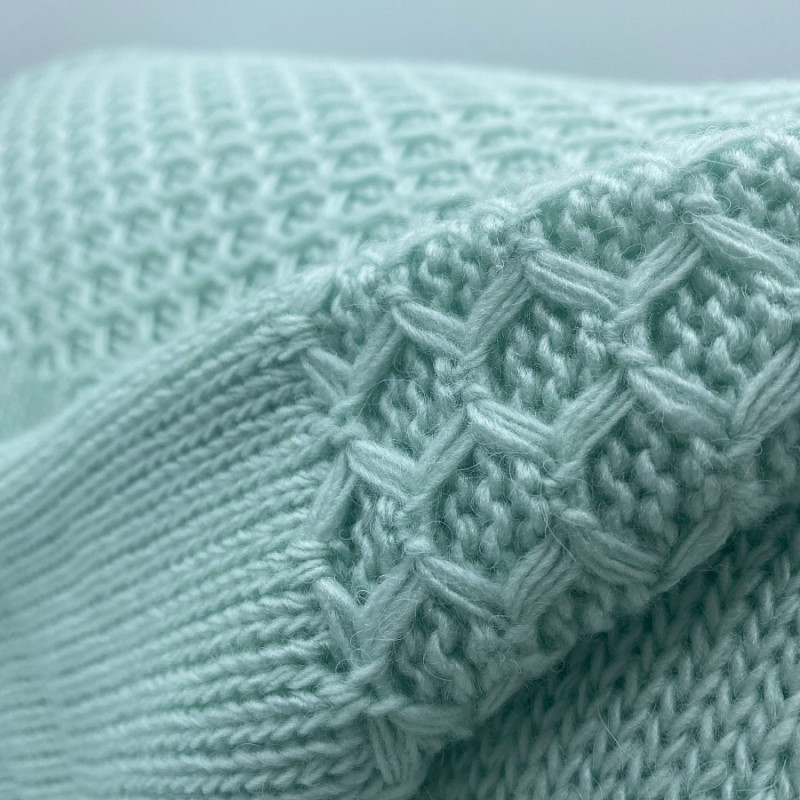 Вязаный мягкий плед цвета тиффани 190х170 см