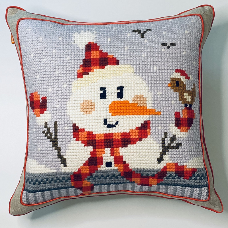 Веселый снеговик 45х45 см