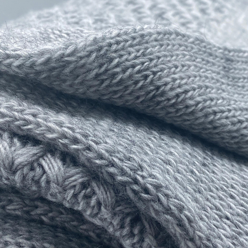Вязаный мягкий плед серый меланж 190х170 см