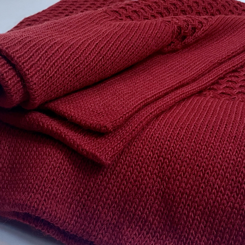 Вязаный плед  бордо 190х160 см