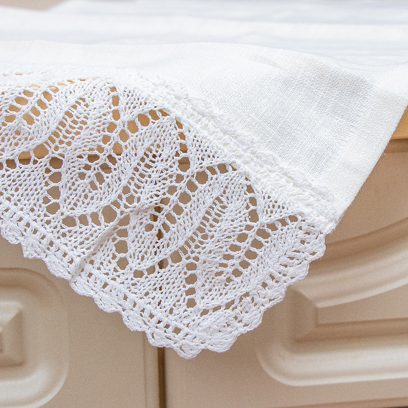 Льняное полотенце с одним кружевом зигзаг 50х75 см