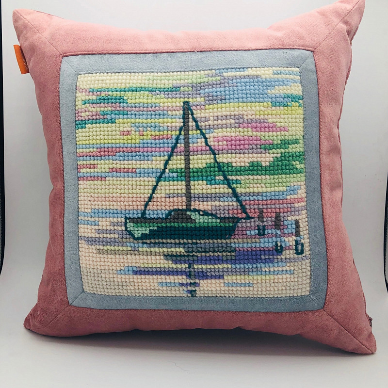 На рассвете, бархат, шерсть 40х40 см