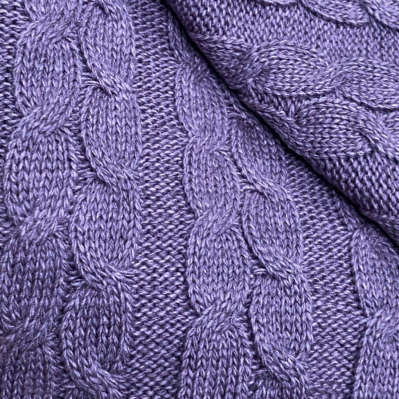 Сиреневый вязаный мягкий плед 190х200 см